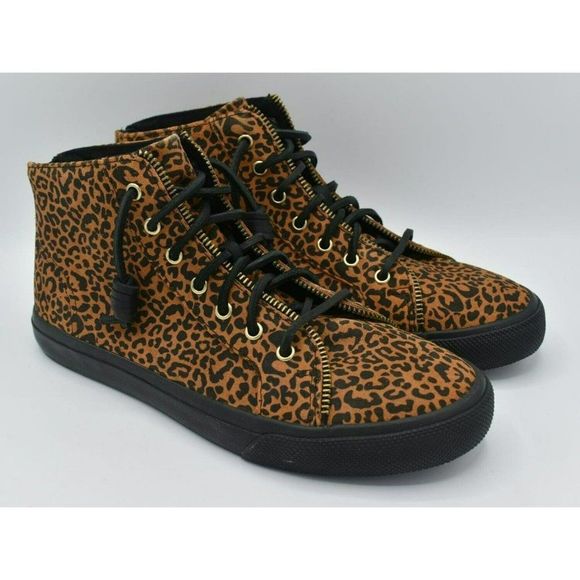 Sperry Womens Size 9.5 Top Sider Rebecca Minkoff High Top Leopard Print Sneakers